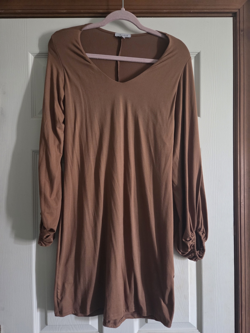 white birch Women's Long Sleeve Brown Dress